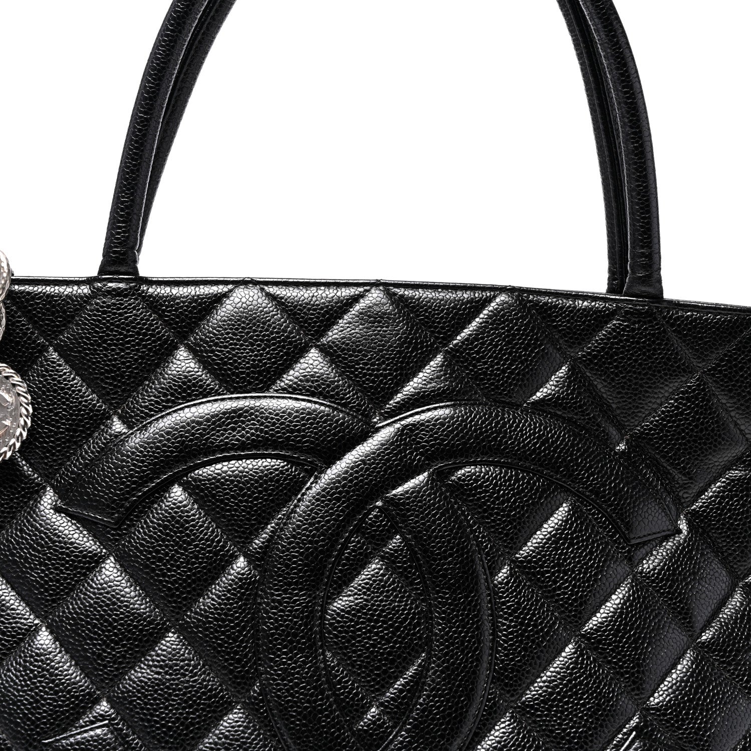 Caviar Quilted Medallion Tote Black