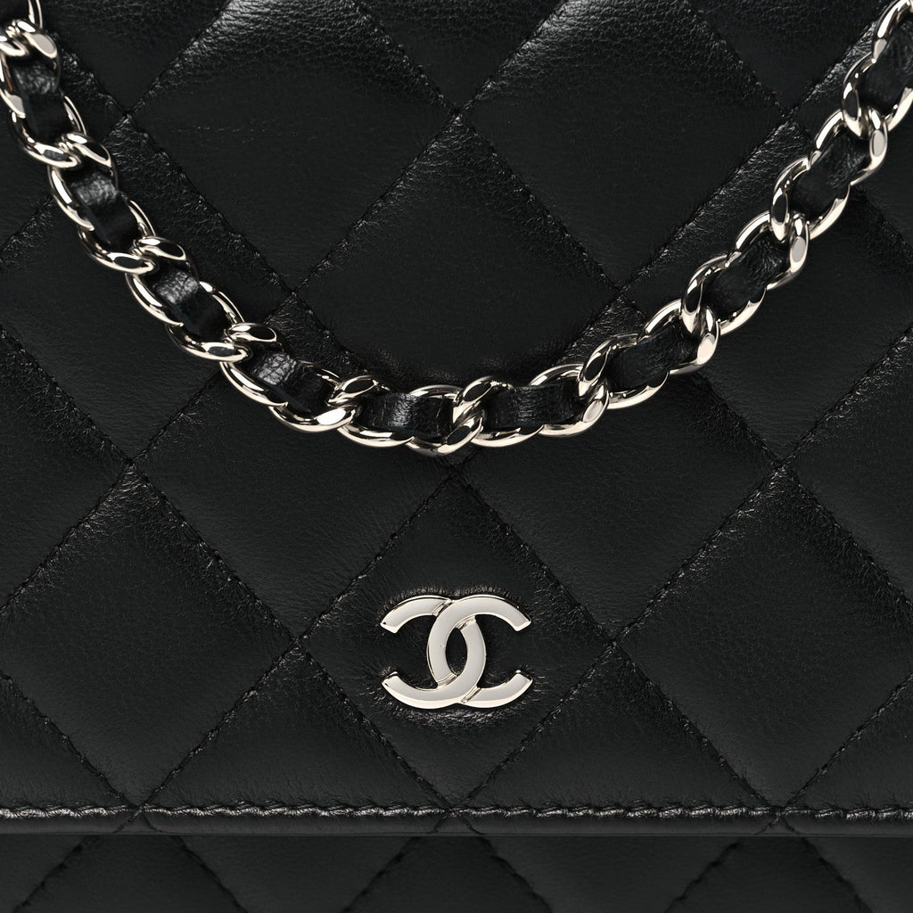 Lambskin Quilted Wallet On Chain WOC Black
