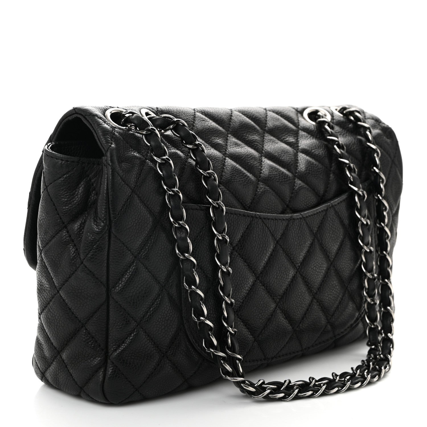 Caviar Quilted Medium Now and Forever Flap  Black