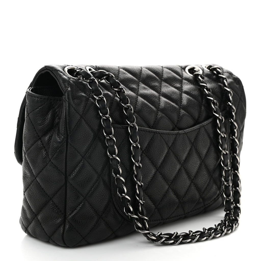 Caviar Quilted Large Now and Forever Flap Black