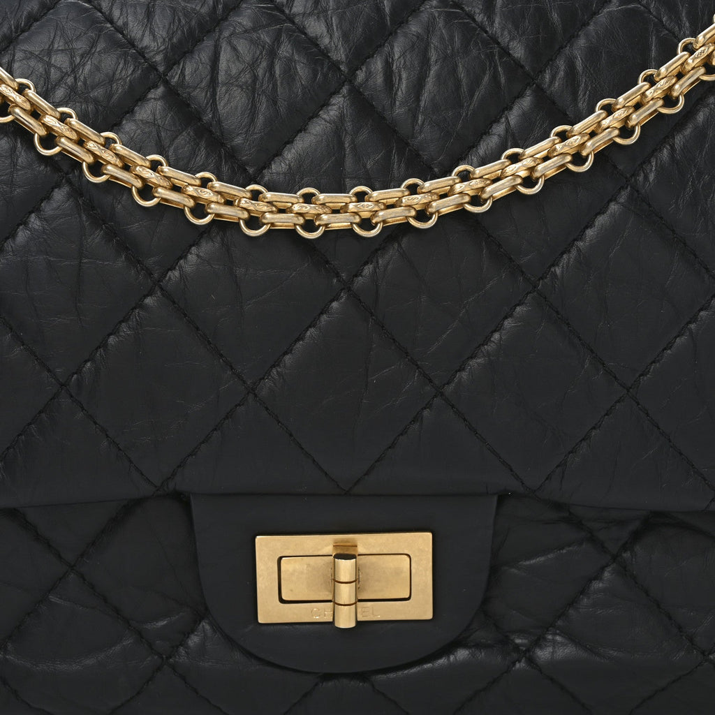 Aged Calfskin Quilted 2.55 Reissue 227 Flap Black