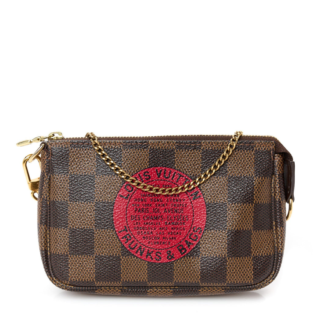 Damier Ebene Complice Trunks and Bags Mini Pochette Accessories Red