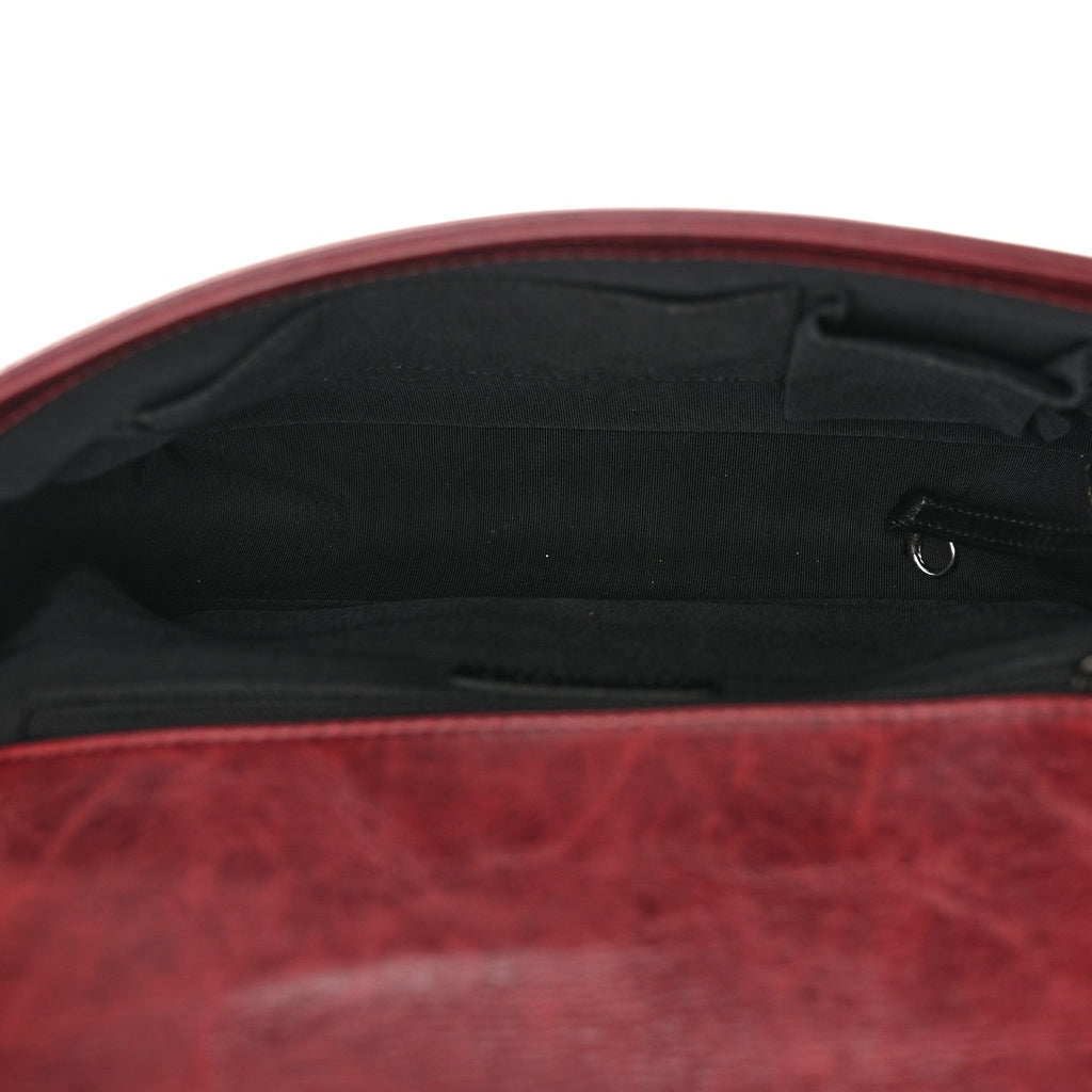 Calfskin Quilted Double Stitch Large Boy Flap Burgundy