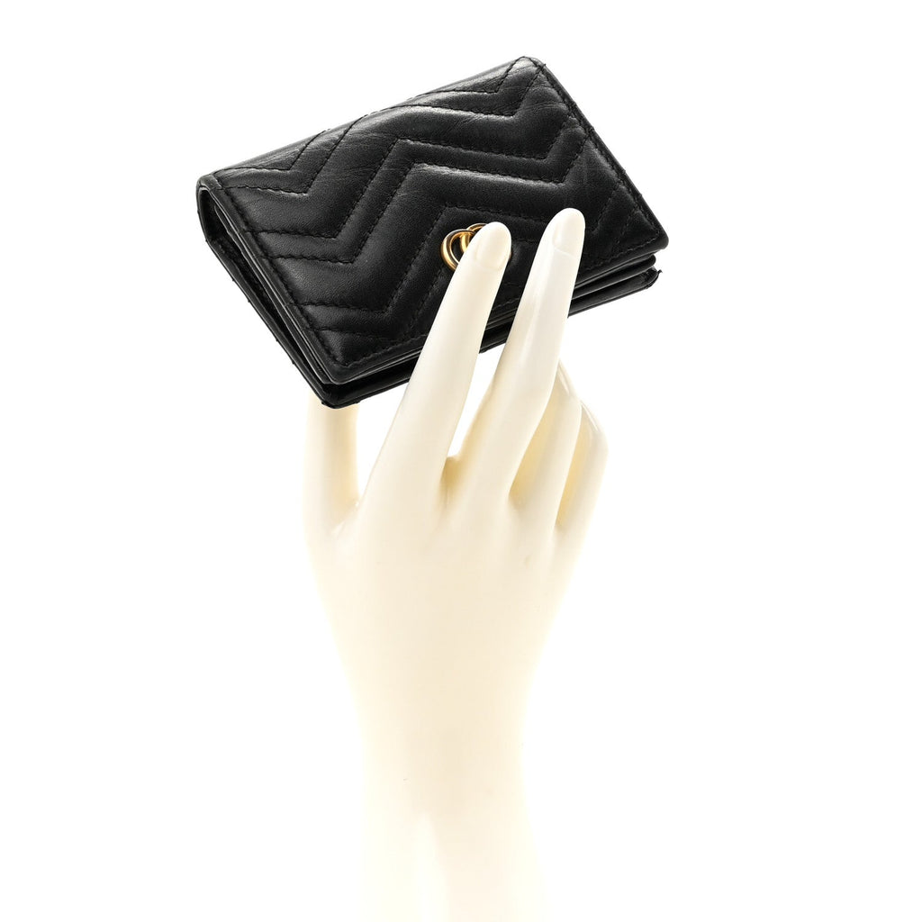 Calfskin Matelasse GG Marmont  Case Wallet Black