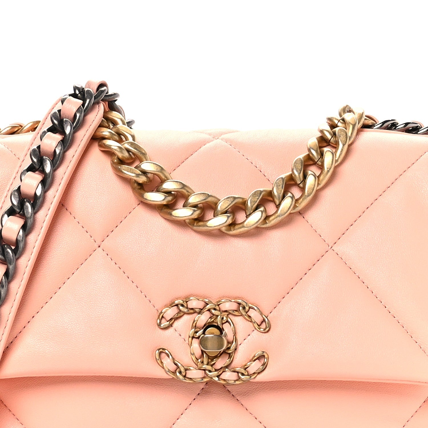 Lambskin Quilted Medium Chanel 19 Flap Light Pink