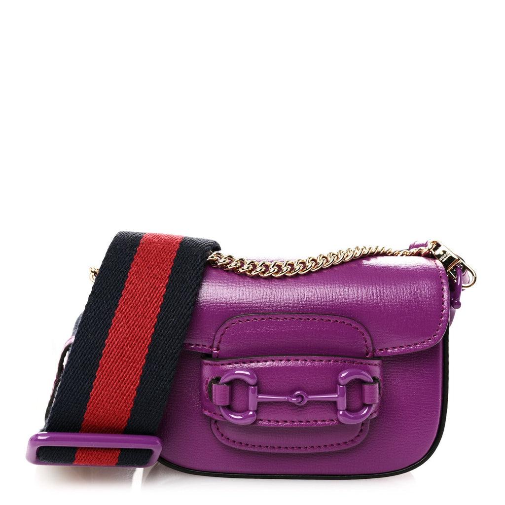 Azalea Calfskin Web Monochrome Horsebit 1955 Wallet On Strap Purple