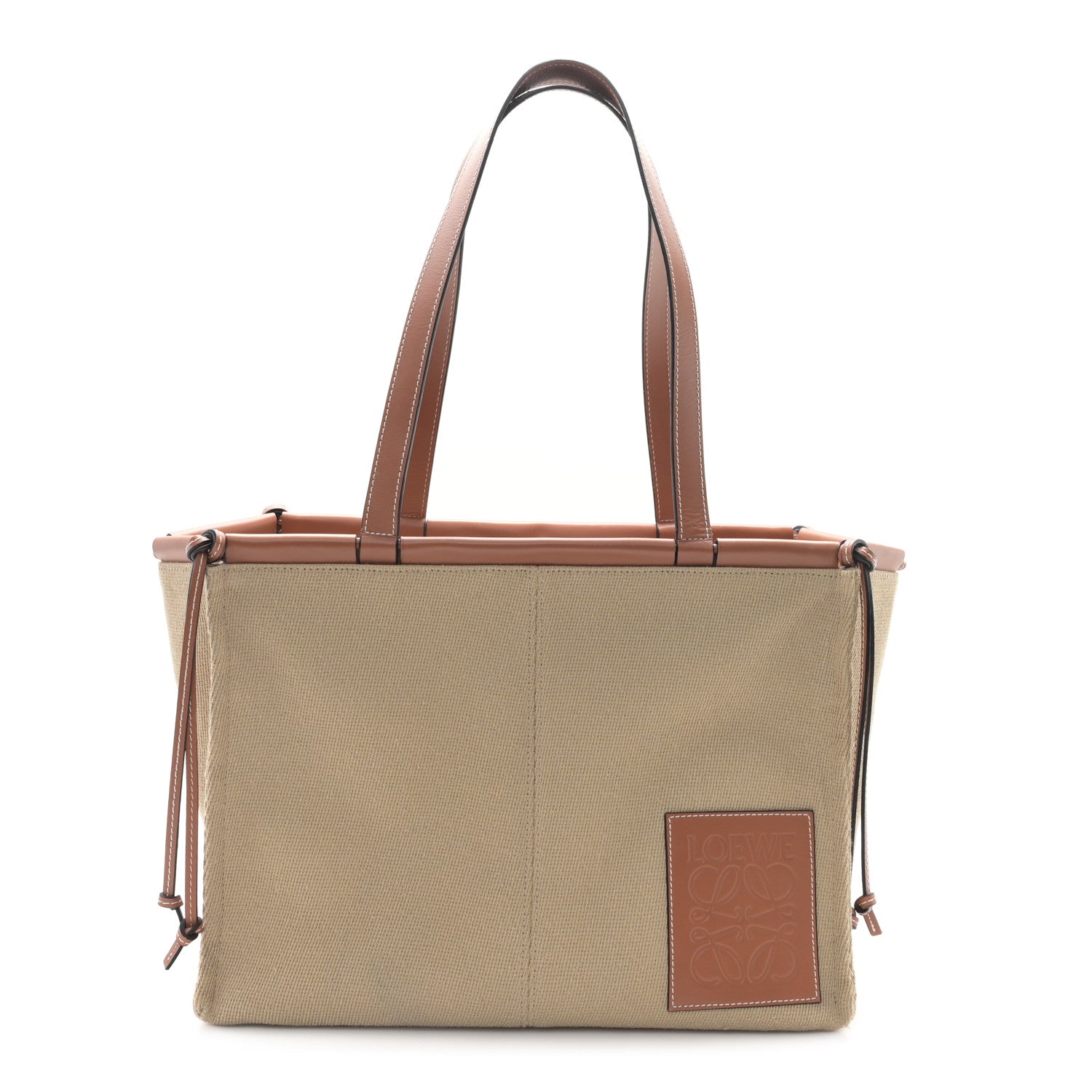 Canvas Calfskin Cushion Tote Natural
