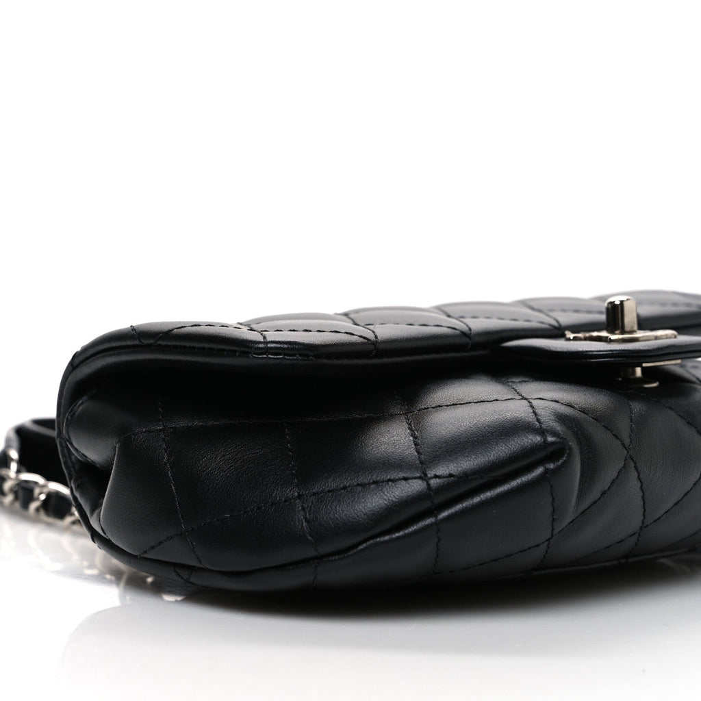 Calfskin Quilted CC Uniform Flap Belt Bag Black