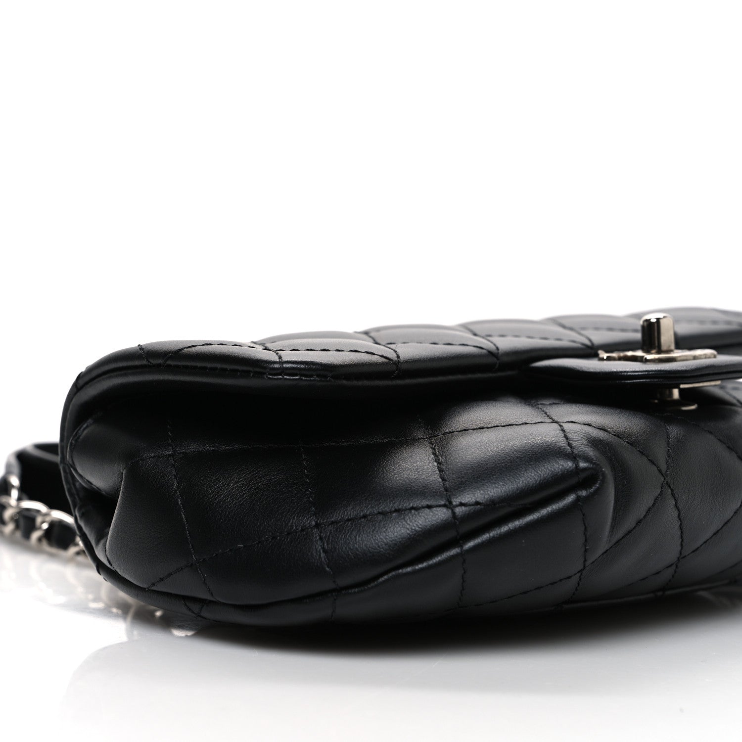 Calfskin Quilted CC Uniform Flap Belt Bag Black