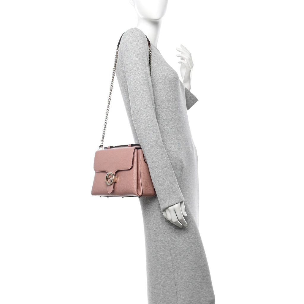 Dollar Calfskin Interlocking G Top Handle Shoulder Bag Soft Pink
