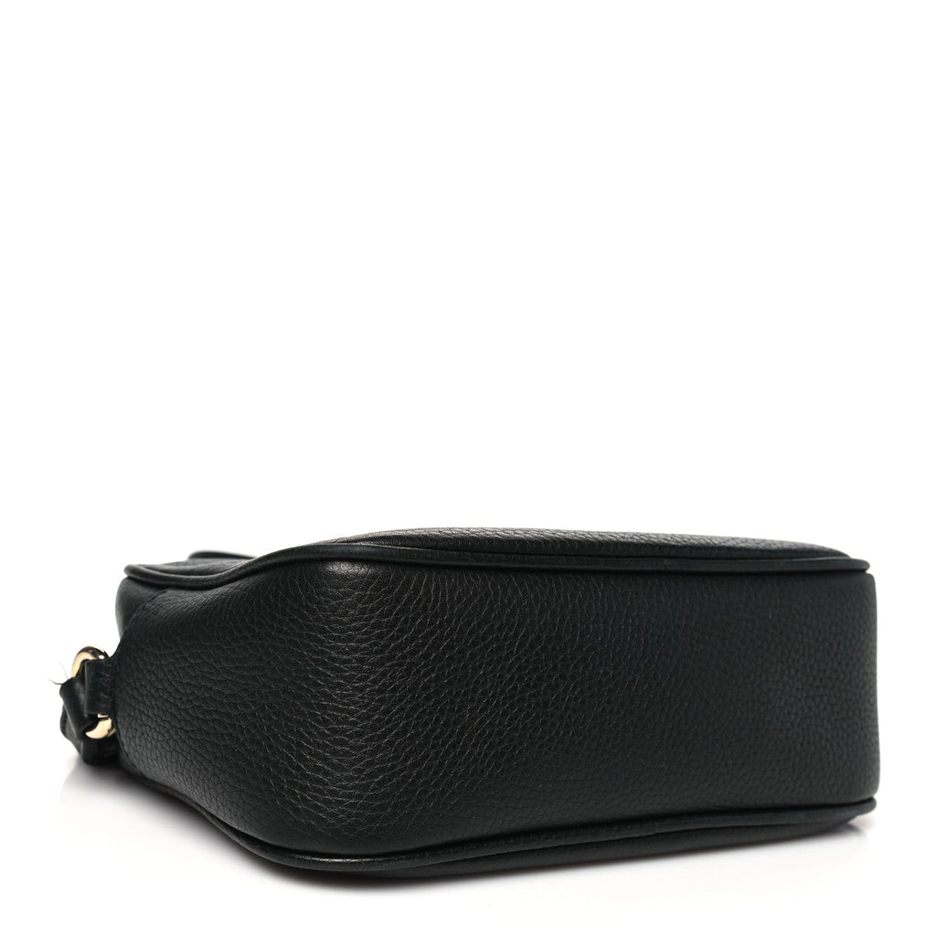 Pebbled Calfskin Small Soho Disco Bag Black