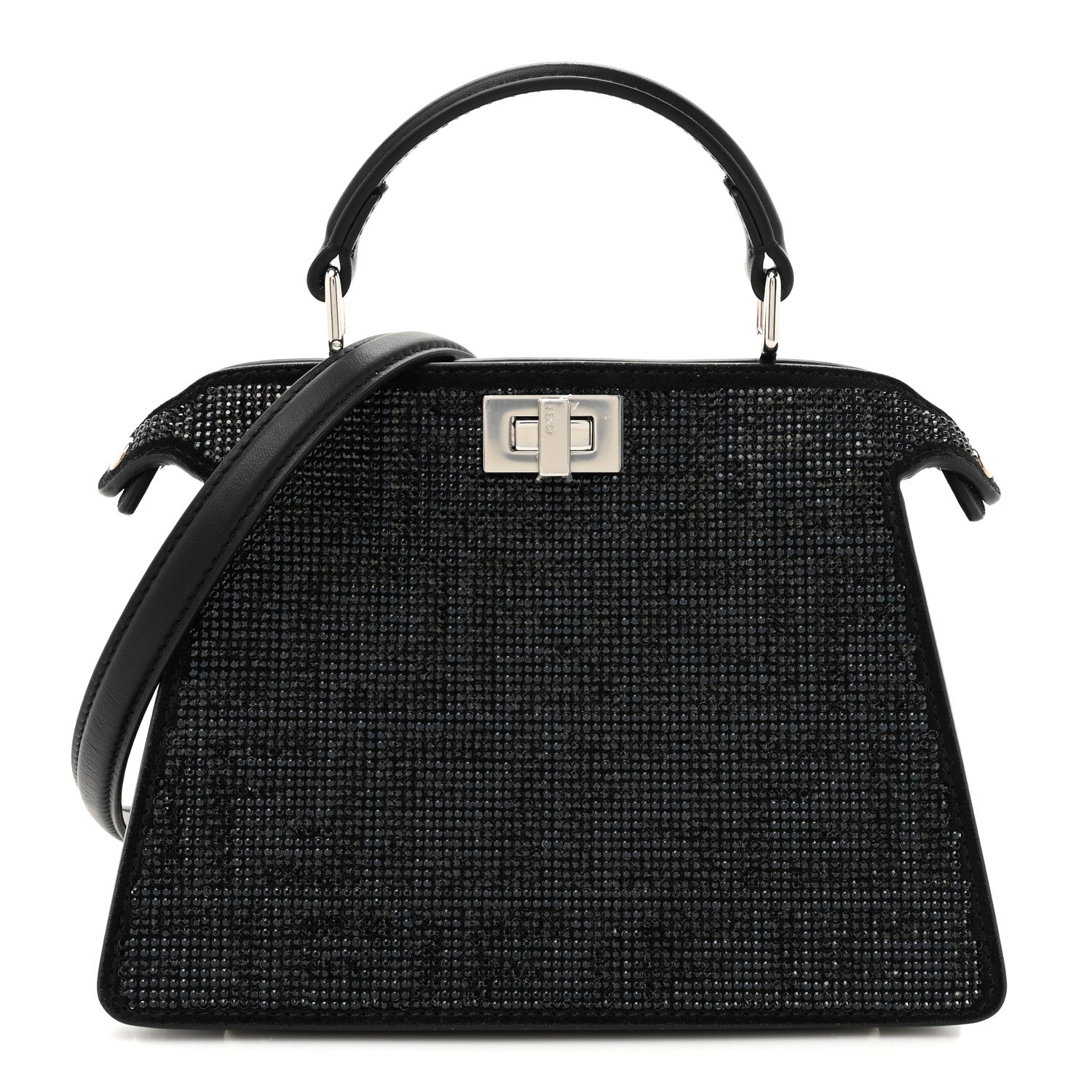 Crystal Shiny Nappa FF Petite Peekaboo I SEE U Satchel Black