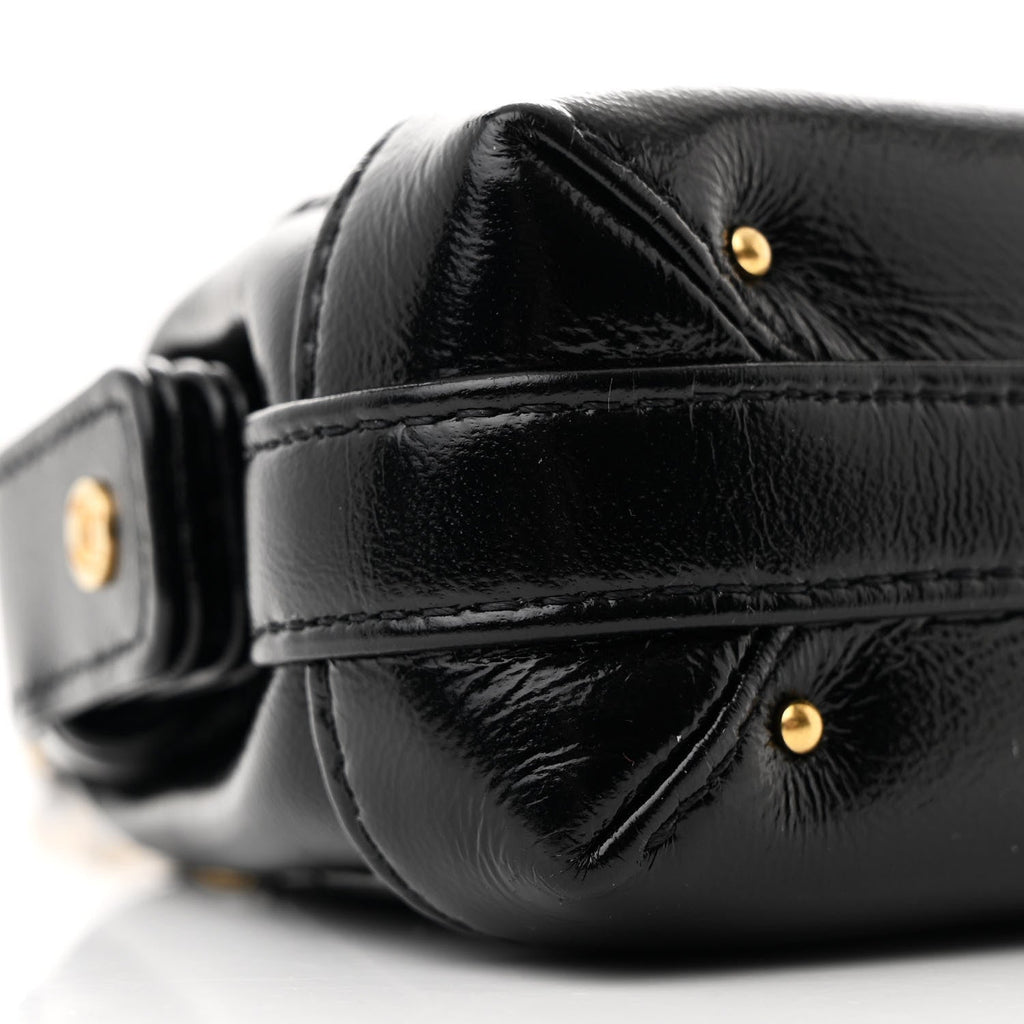 Shiny Lambskin Quilted Mini Cocodoc Top Handle Bag Black