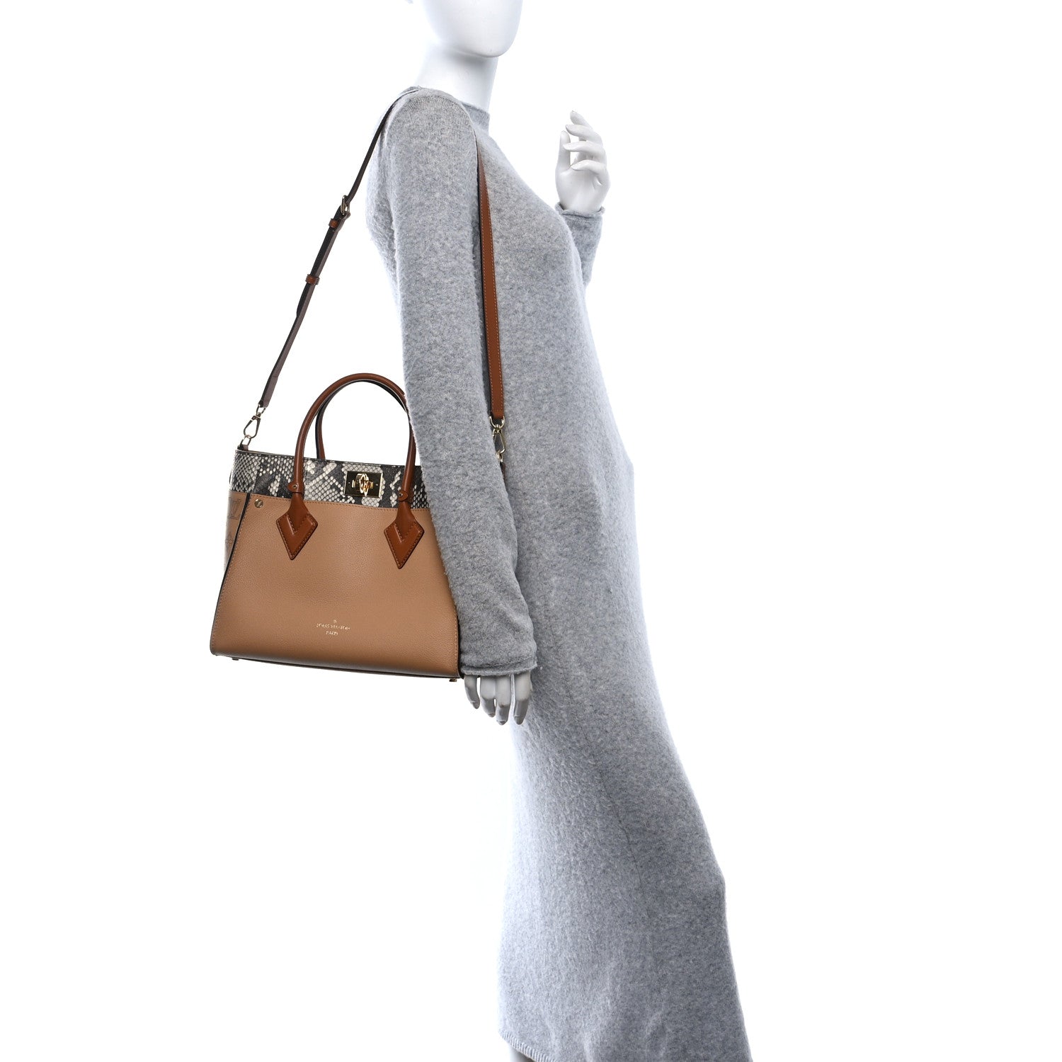 Calfskin Snakeskin Monogram On My Side MM Arizona Beige