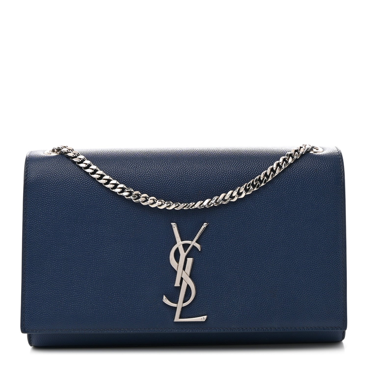 Grain De Poudre Medium Classic Monogram Kate Satchel Blue Clair