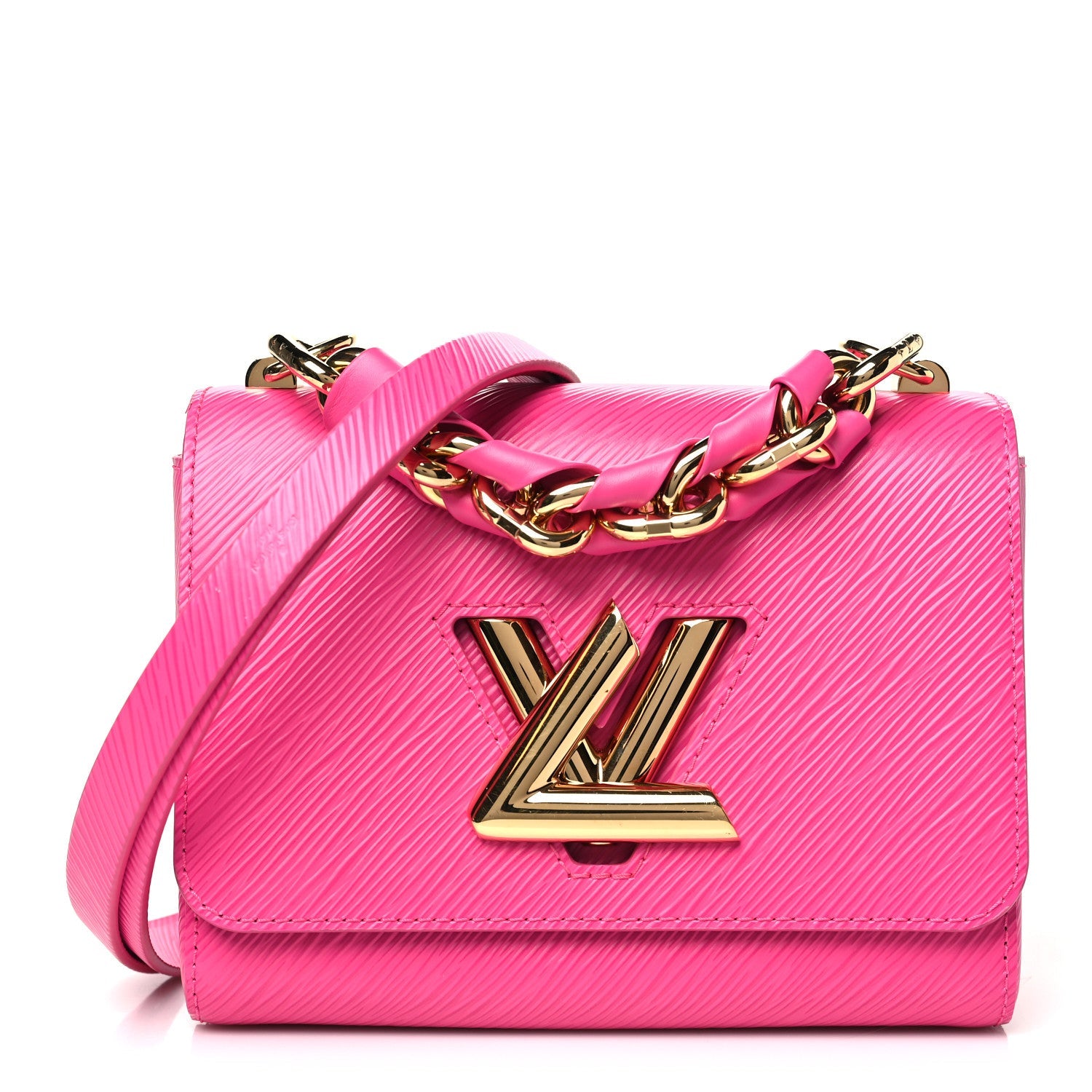 Epi Twist Braided Chain Shoulder Bag PM Rose Miami Pink
