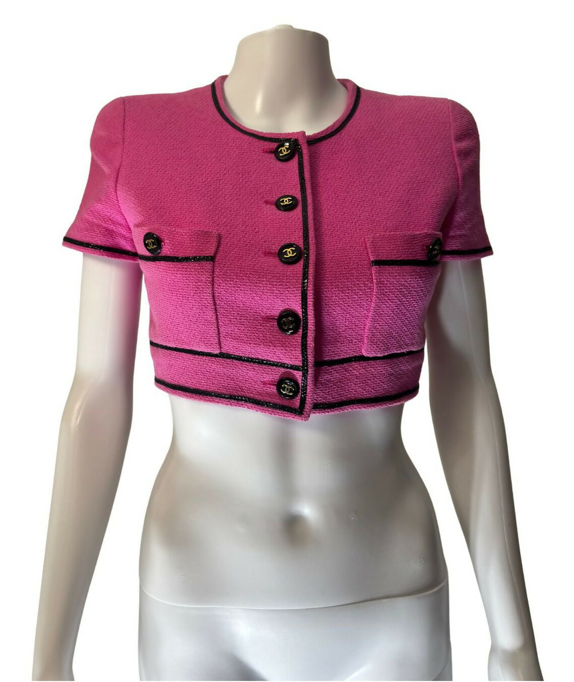 Chanel Vintage 1995 Barbie Pink Cotton Cropped Jacket