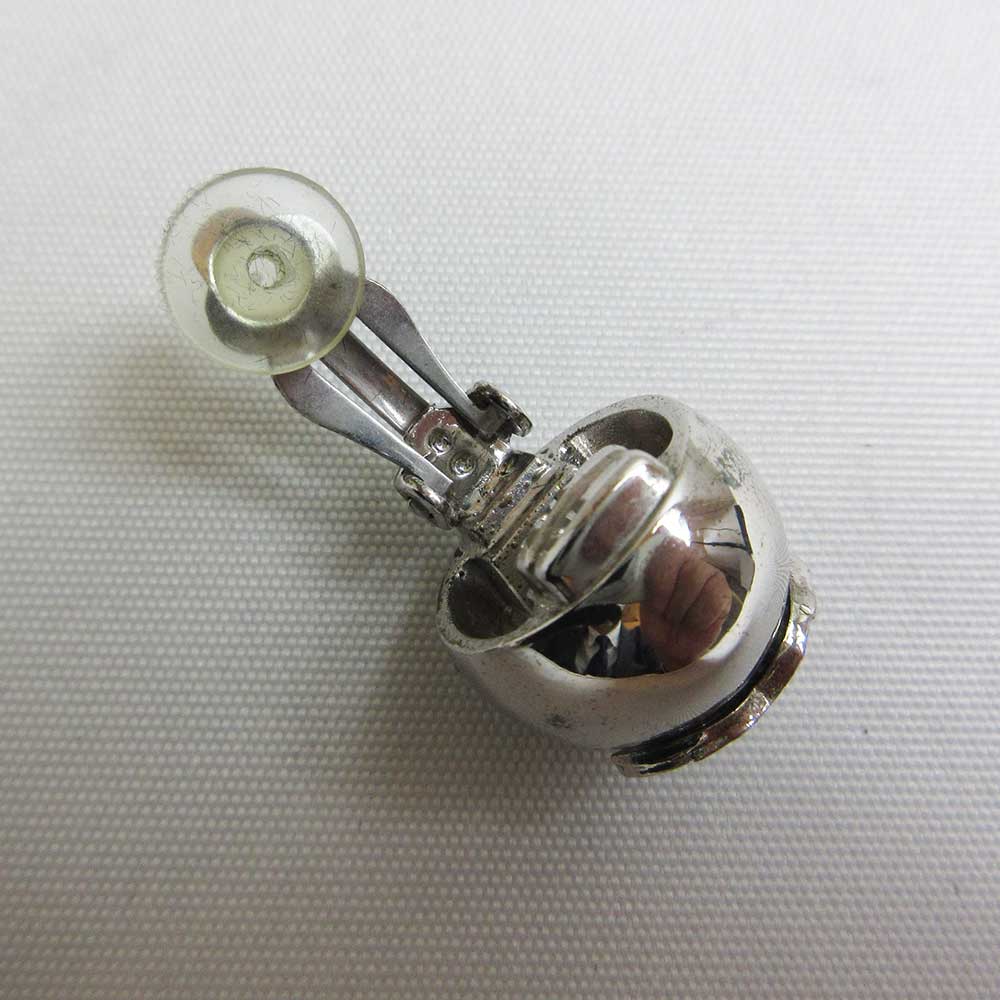 Chanel Silver Earrings Coco Mark AB Rank