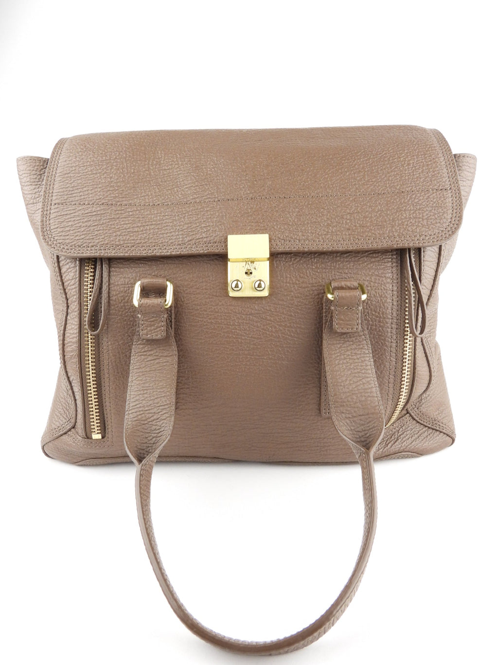 3.1 Philip Lim Taupe Grained Leather Pashli Two Way Satchel Bag