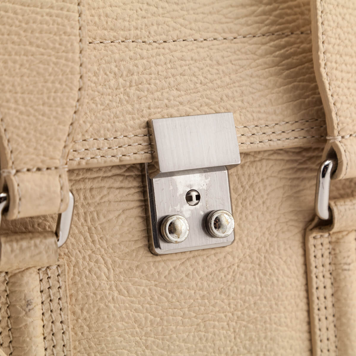 3.1 Phillip Lim Beige Textured Calfskin Medium Pashli Satchel