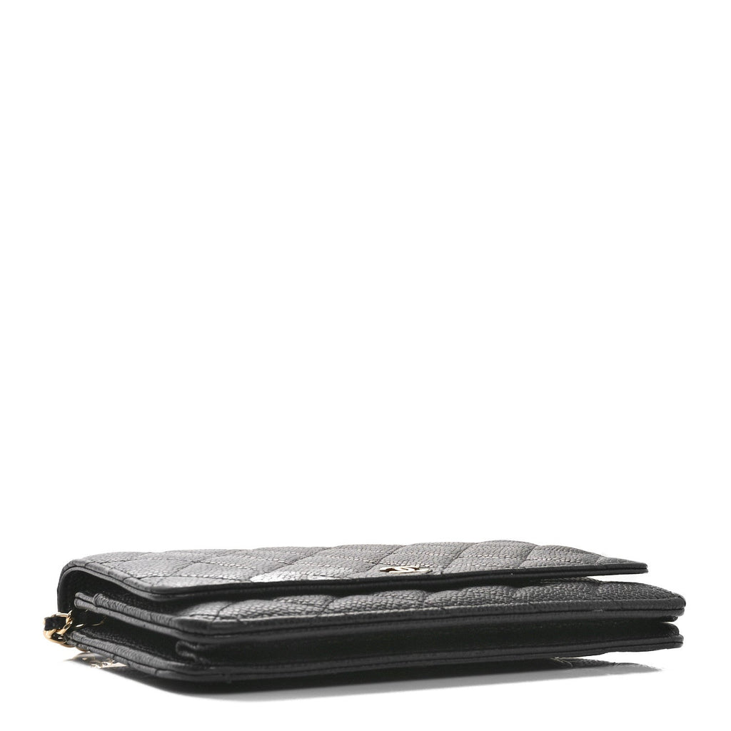 Caviar Quilted Wallet on Chain WOC Black