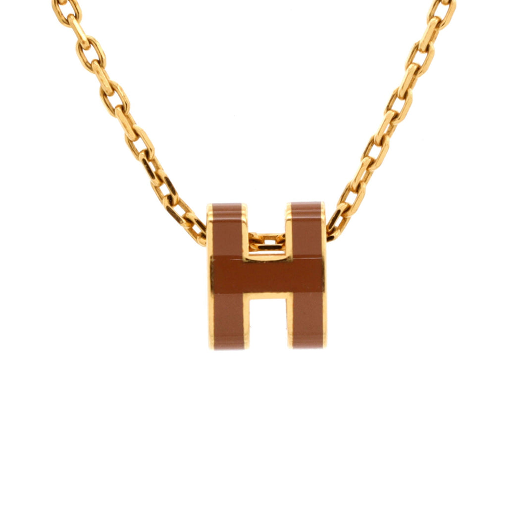 Pop H Pendant Chain Necklace Metal and Enamel Mini
