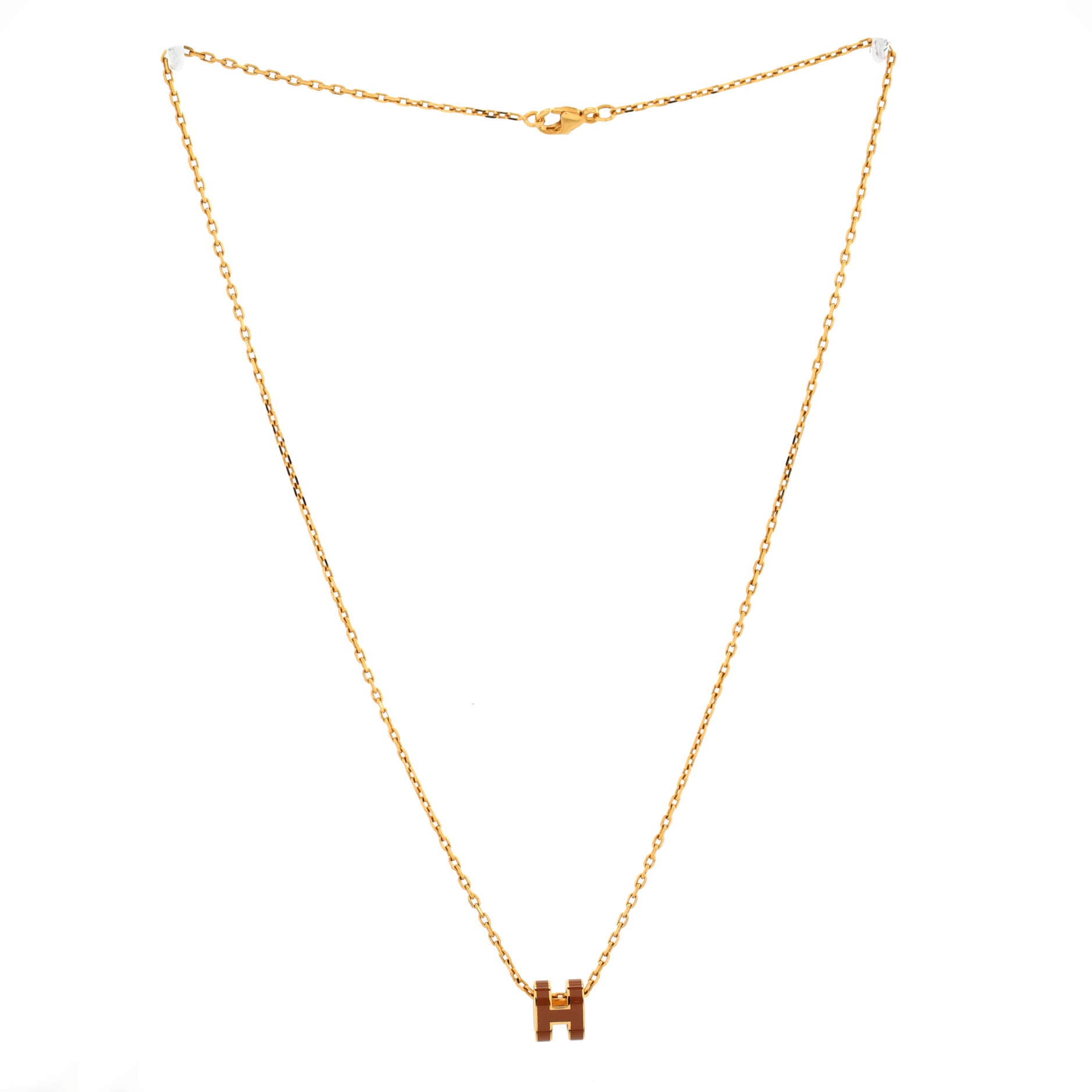 Pop H Pendant Chain Necklace Metal and Enamel Mini
