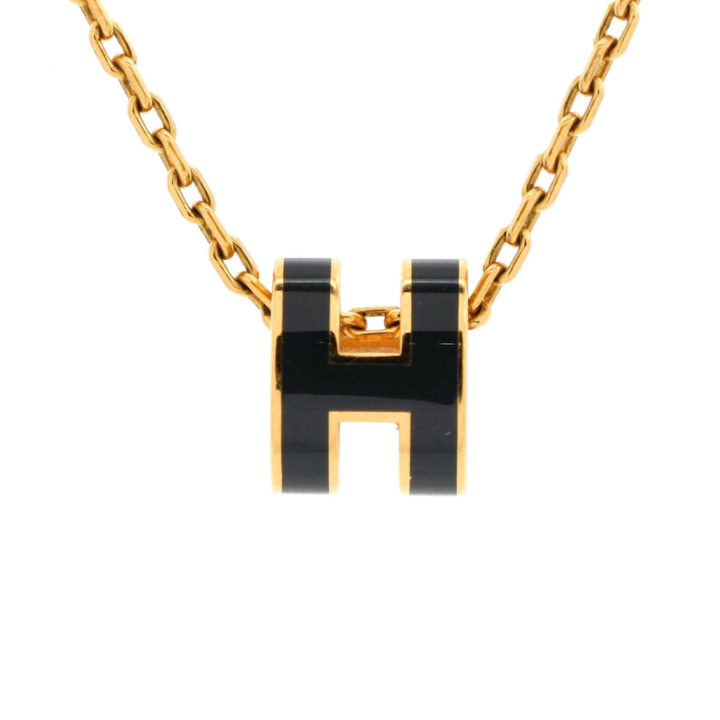 Pop H Pendant Chain Necklace Metal and Enamel Mini