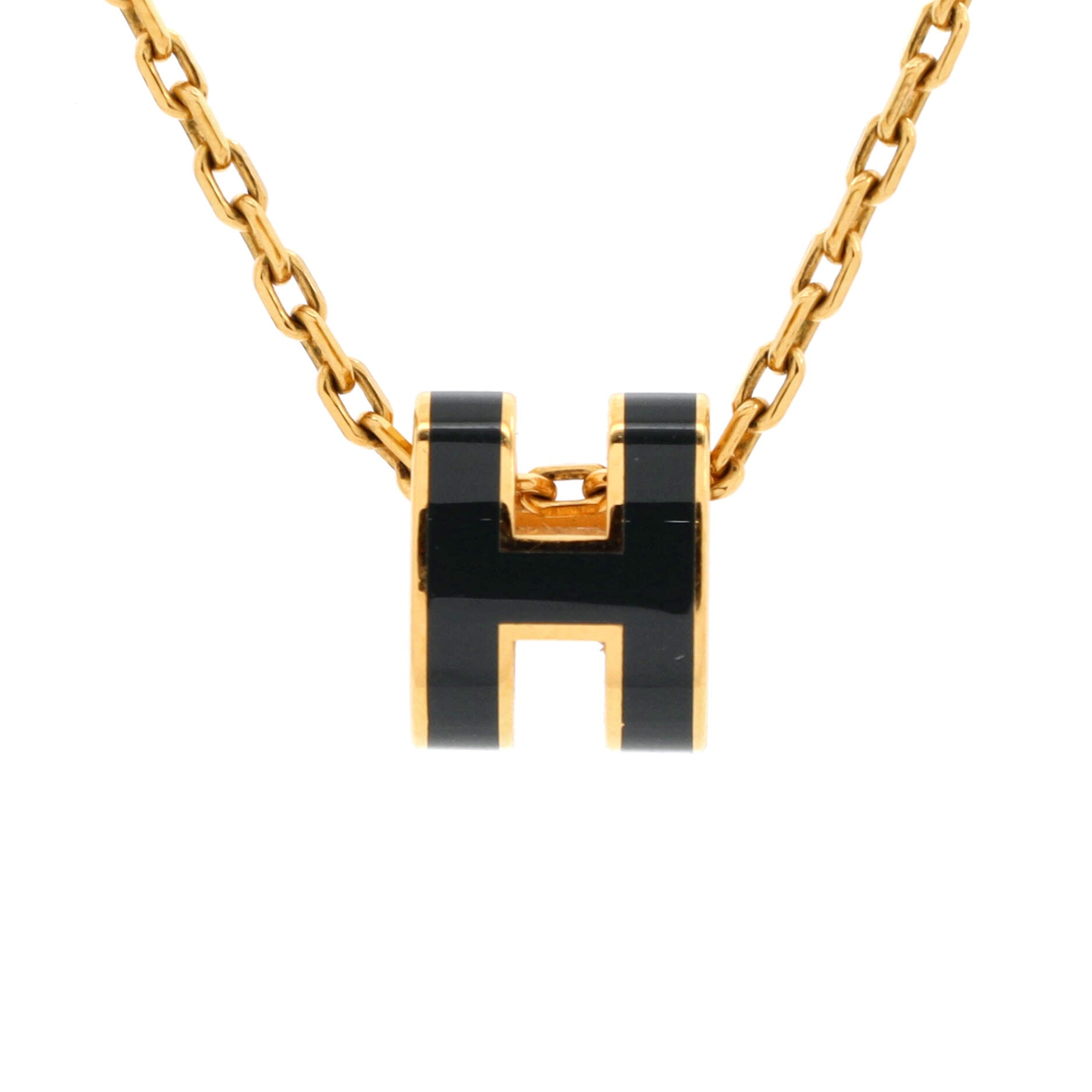 Pop H Pendant Chain Necklace Metal and Enamel Mini