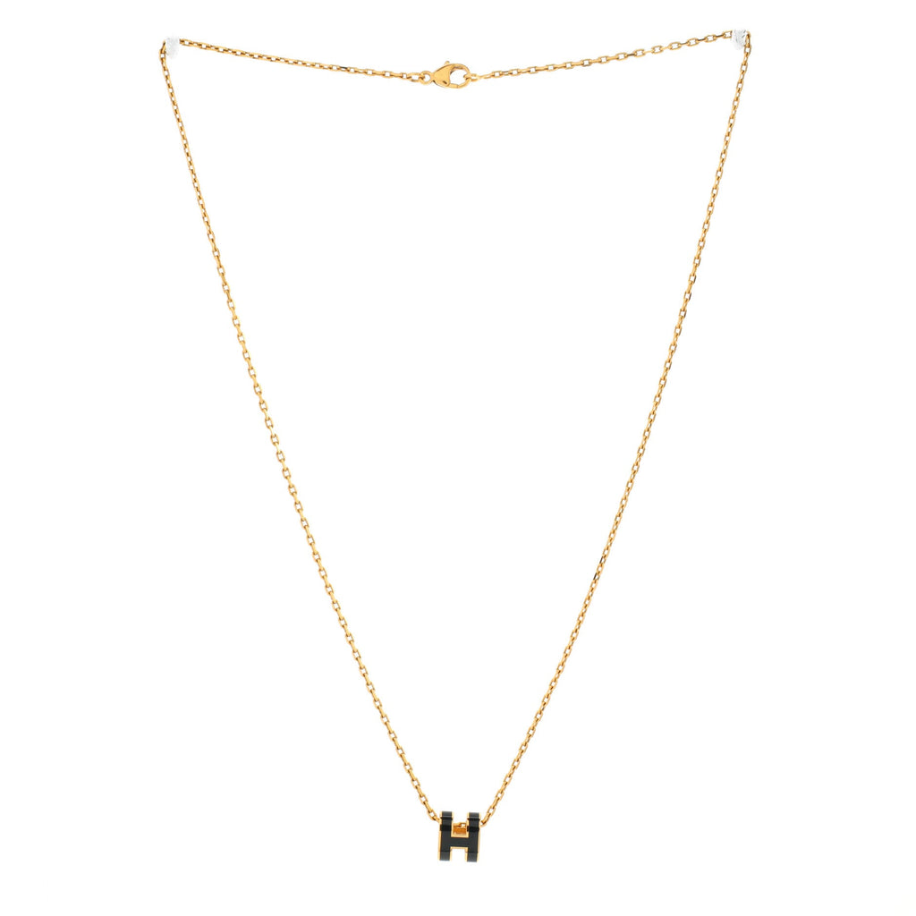 Pop H Pendant Chain Necklace Metal and Enamel Mini