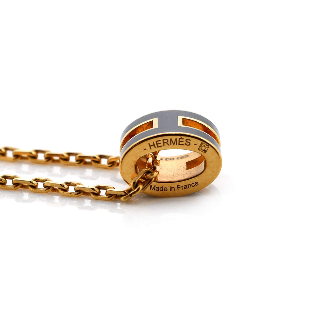 Pop H Pendant Chain Necklace Metal and Enamel Mini