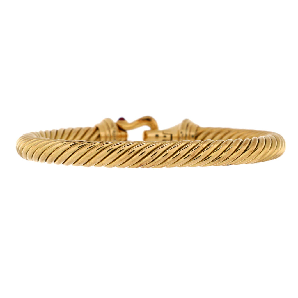 Cable Buckle Bracelet 18K Yellow Gold with Diamonds and Rubies 7mm