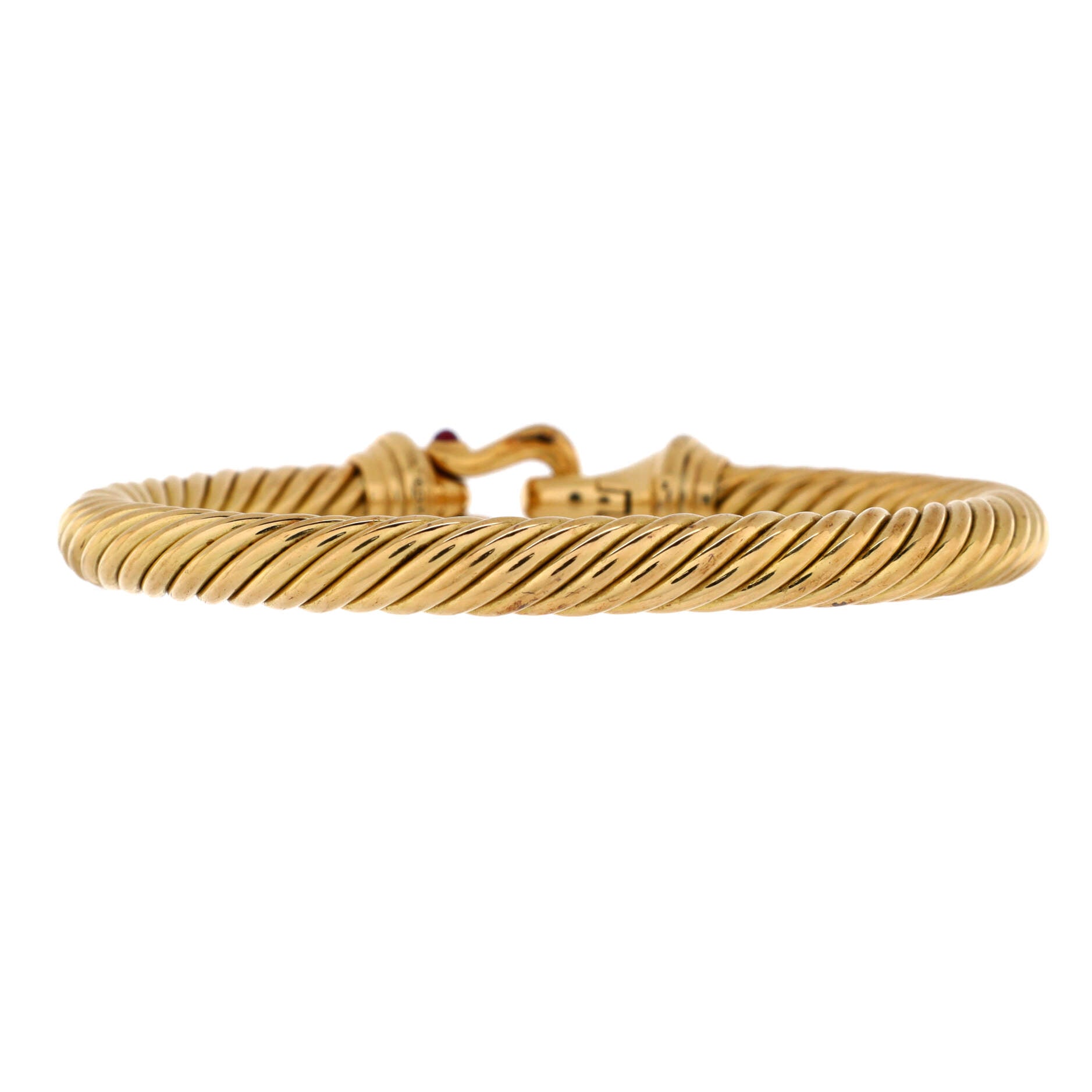 Cable Buckle Bracelet 18K Yellow Gold with Diamonds and Rubies 7mm