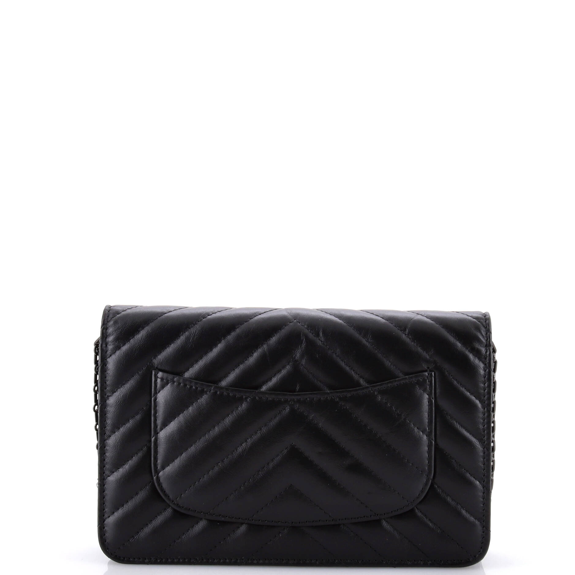 So Black Reissue 2.55 Wallet on Chain Chevron Sheepskin