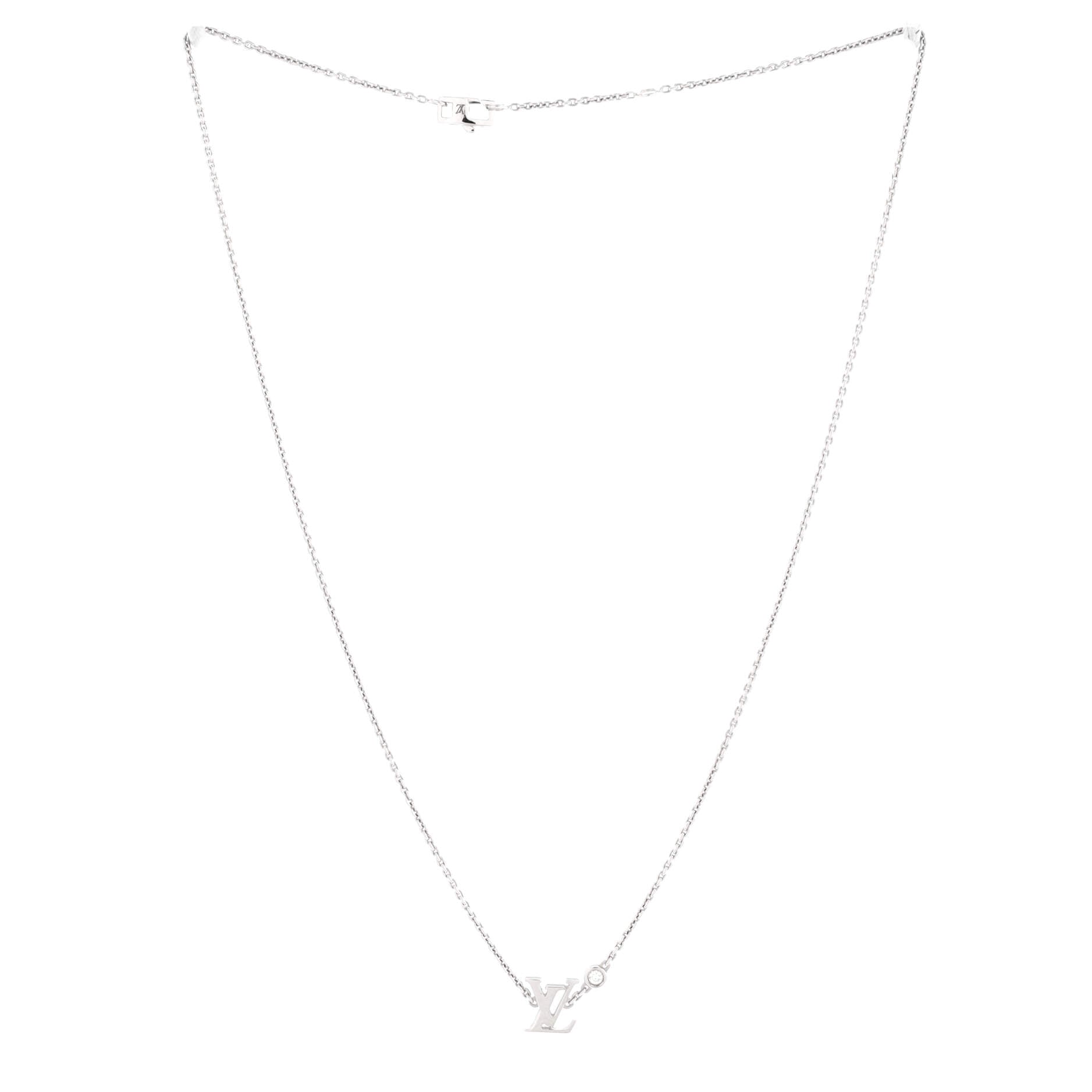 Idylle Blossom LV Pendant Necklace 18K White Gold with Diamond