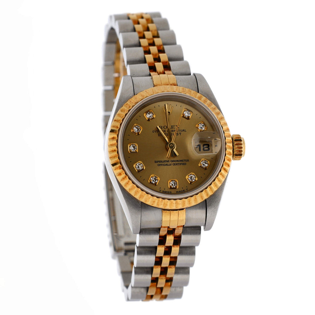 Oyster Perpetual Datejust Automatic Watch Stainless Steel and Yellow Gold with Diamond Markers 26