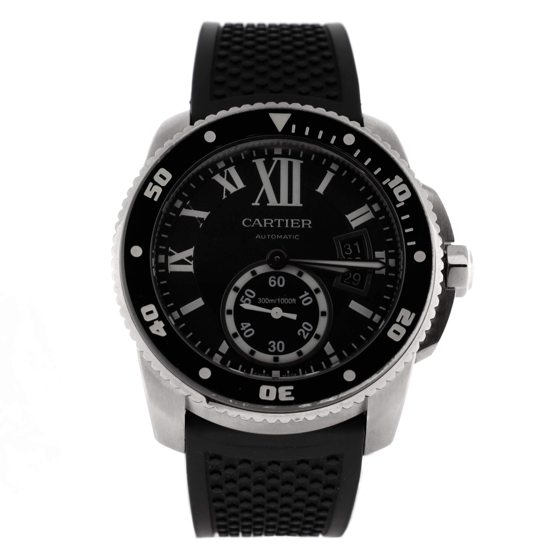 Calibre de Cartier Automatic Watch Stainless Steel and Rubber with Ceramic 42