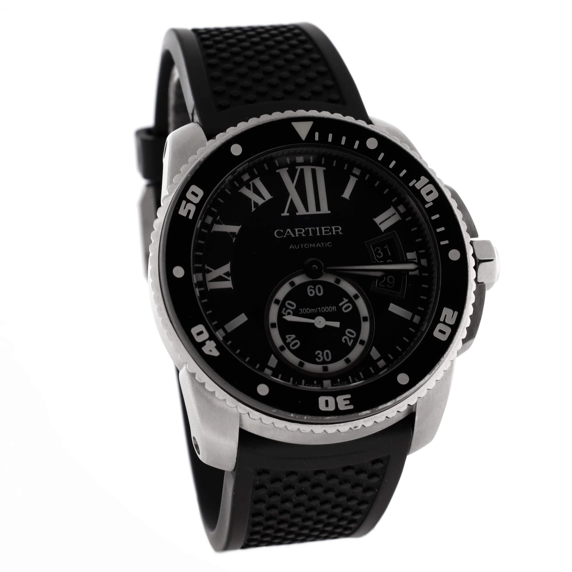 Calibre de Cartier Automatic Watch Stainless Steel and Rubber with Ceramic 42