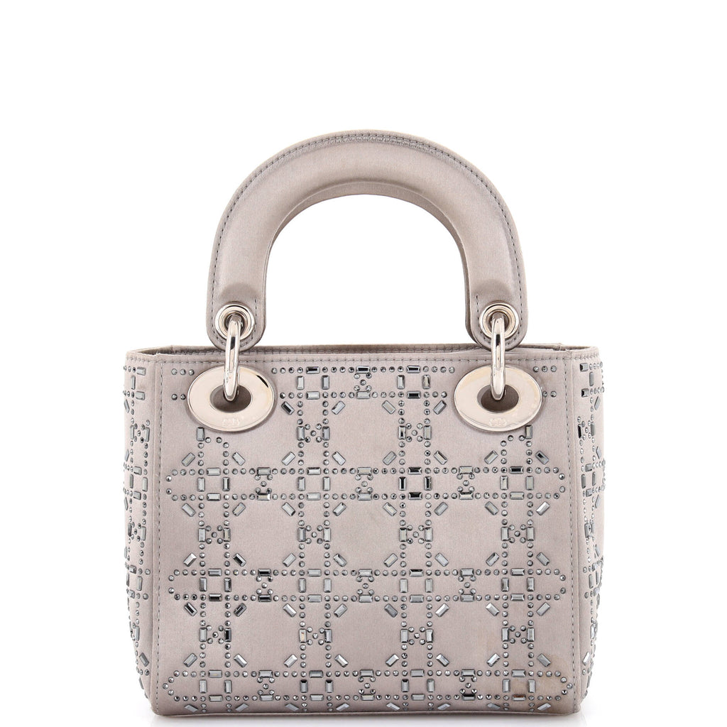 Lady Dior Bag Crystal Embellished Cannage Quilt Satin Mini