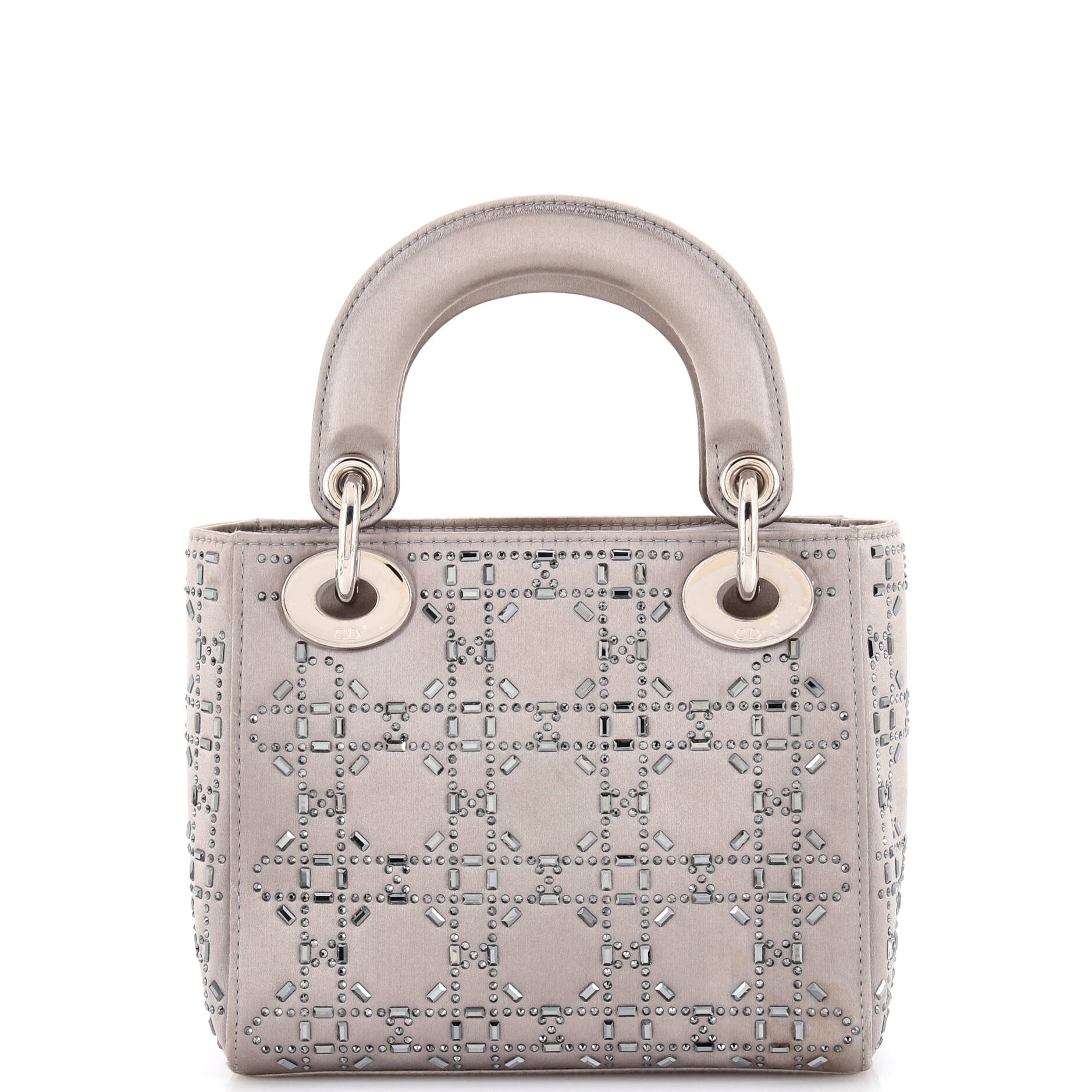 Lady Dior Bag Crystal Embellished Cannage Quilt Satin Mini