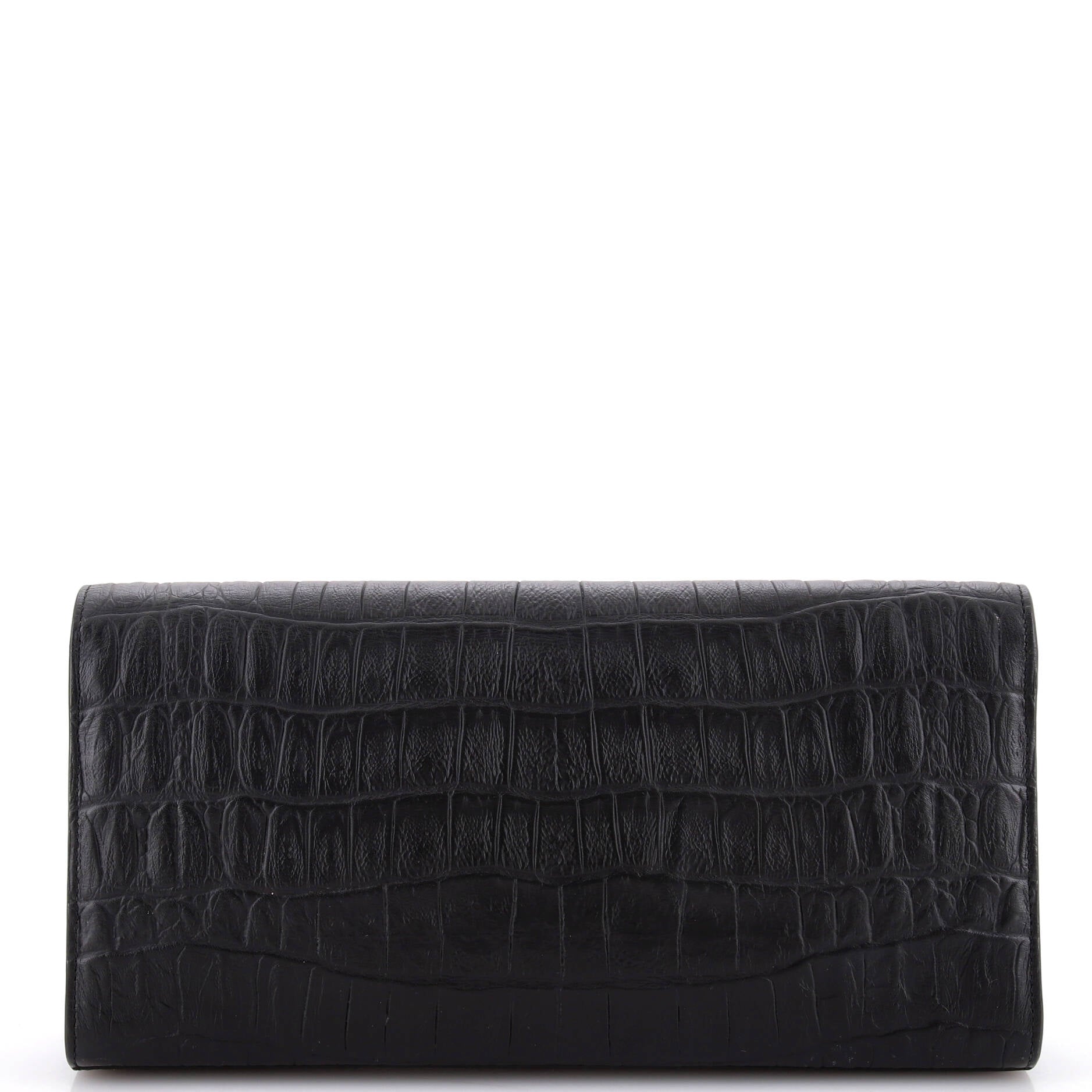 Classic Monogram Tassel Clutch Crocodile Embossed Leather Long