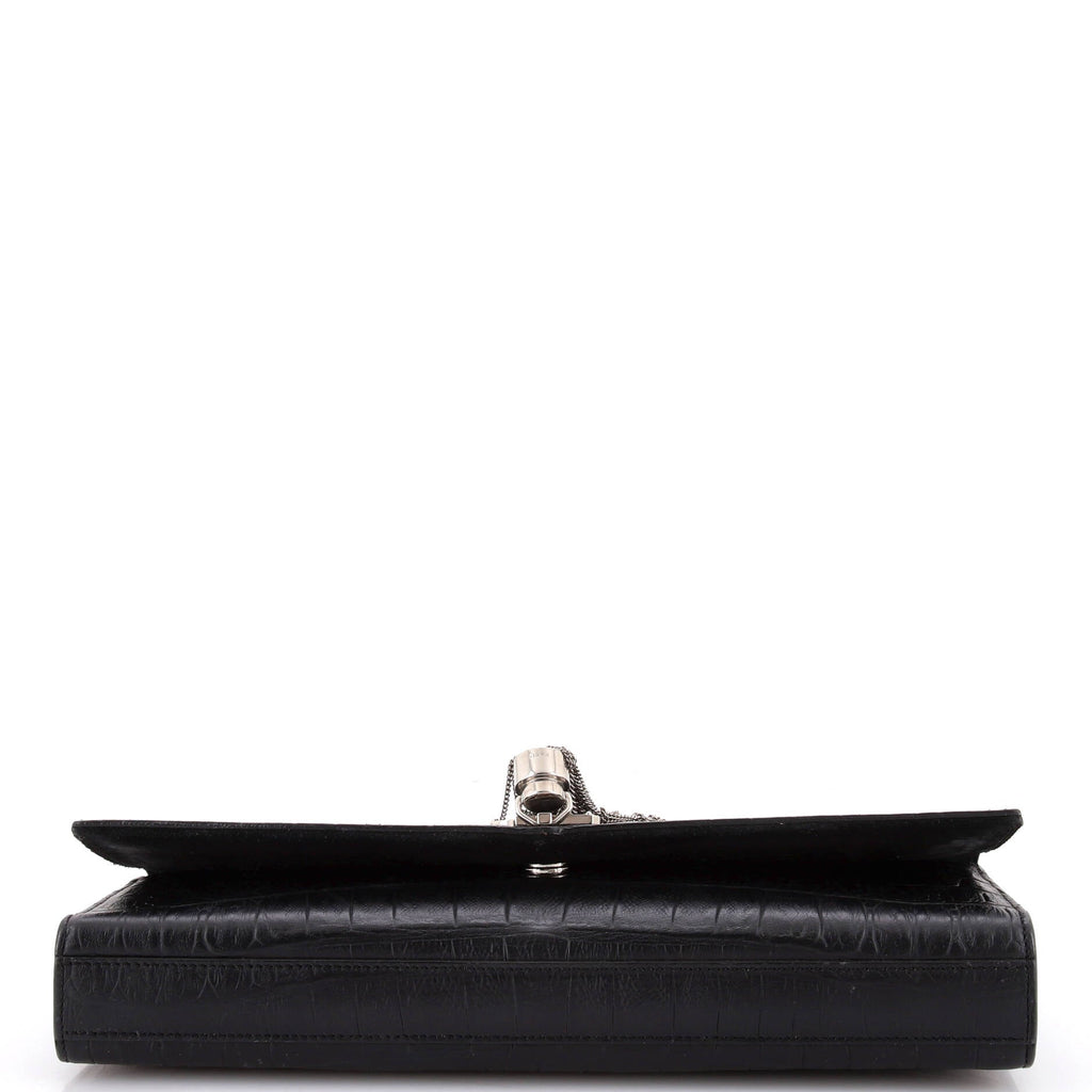 Classic Monogram Tassel Clutch Crocodile Embossed Leather Long