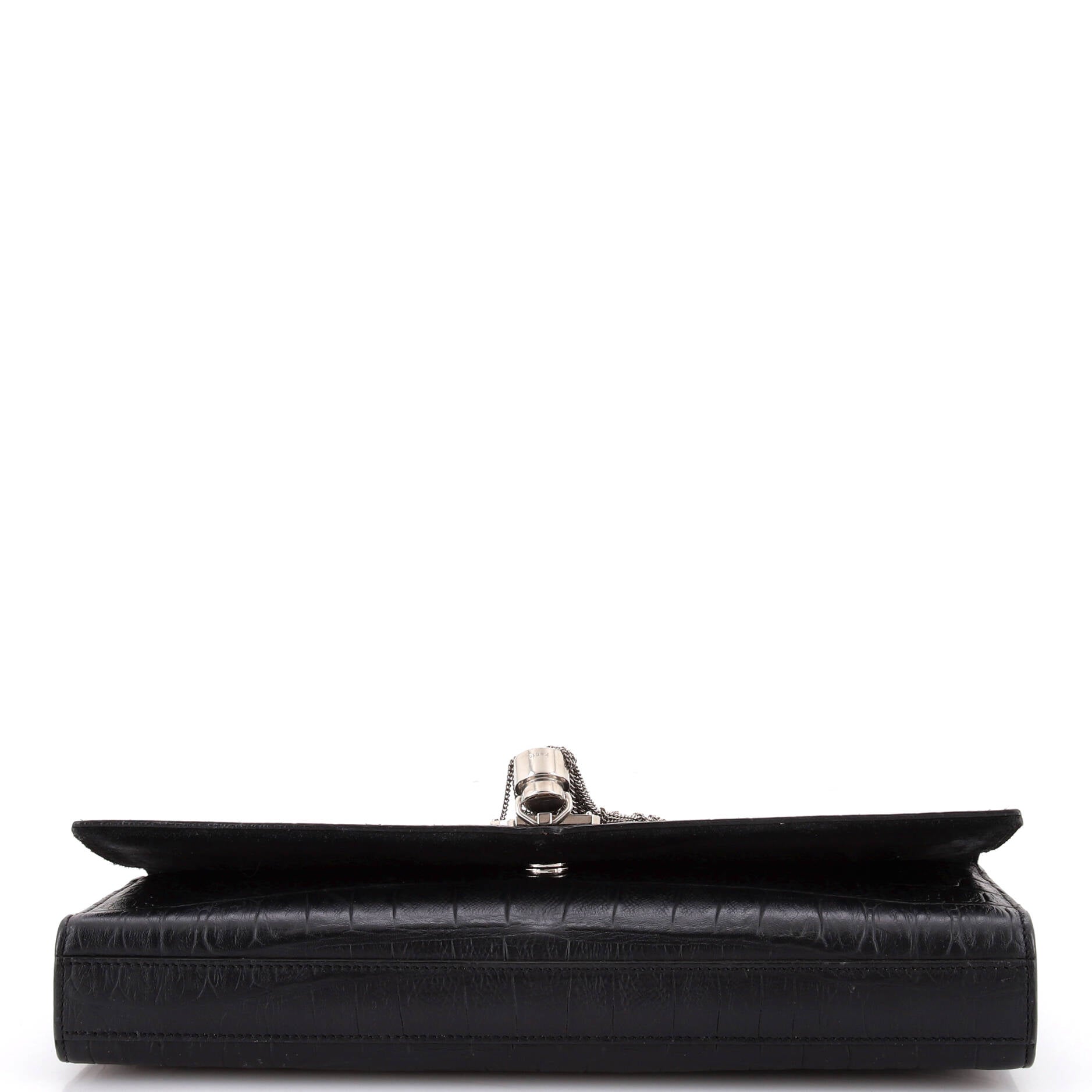 Classic Monogram Tassel Clutch Crocodile Embossed Leather Long