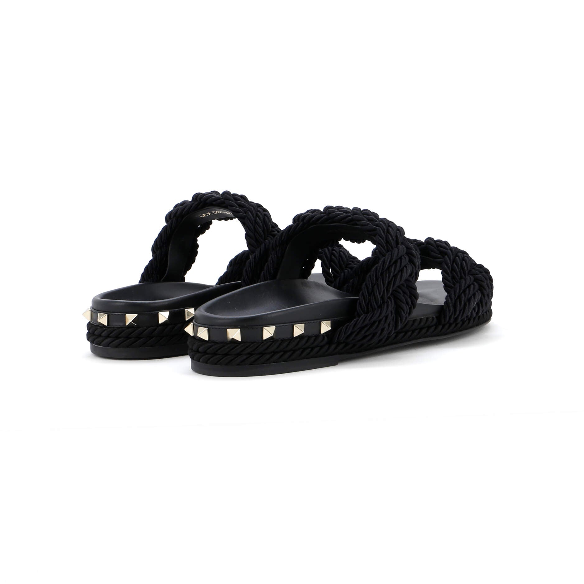 Women's Rockstud Slide Sandals Rope with Leather