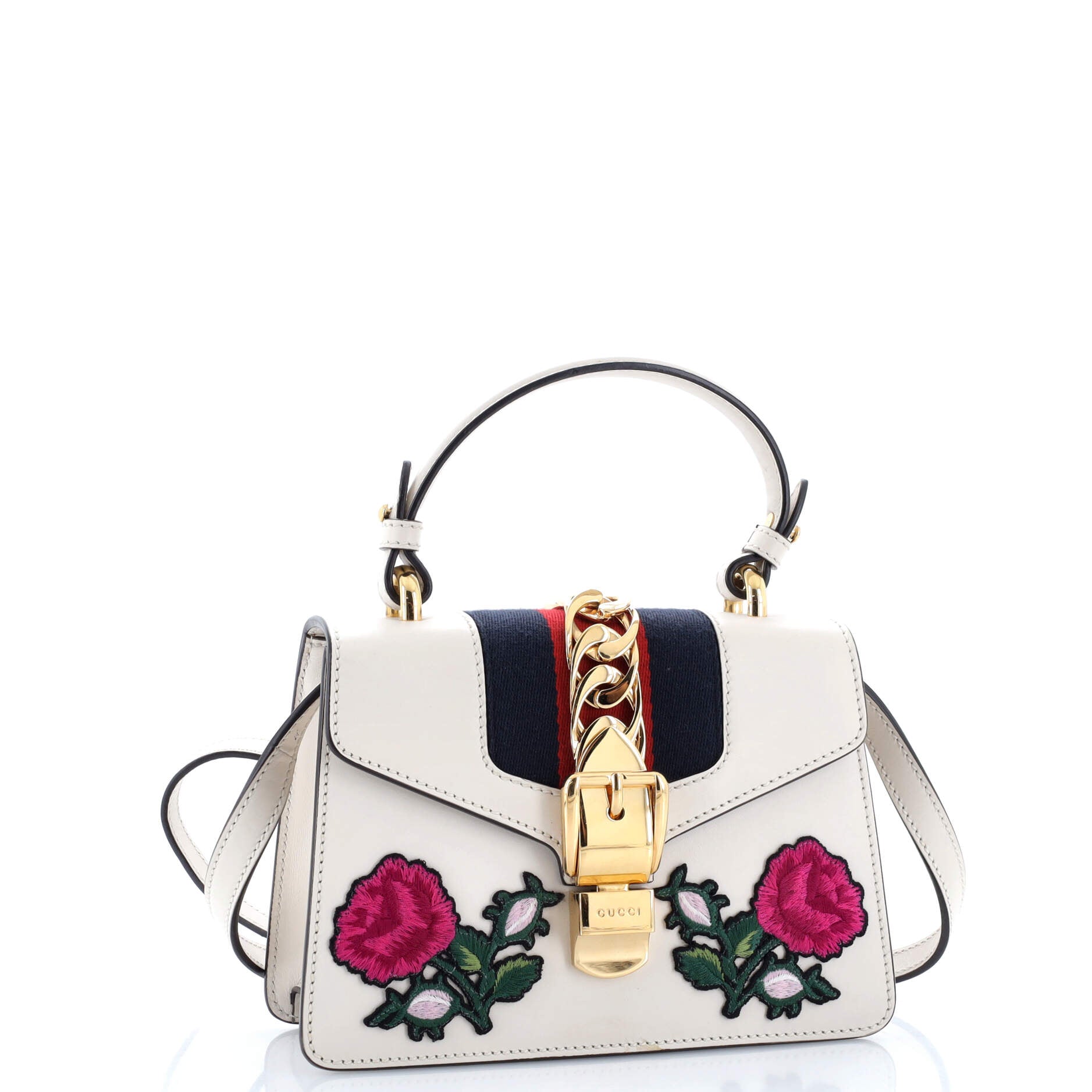 Sylvie Top Handle Bag Embroidered Leather Mini