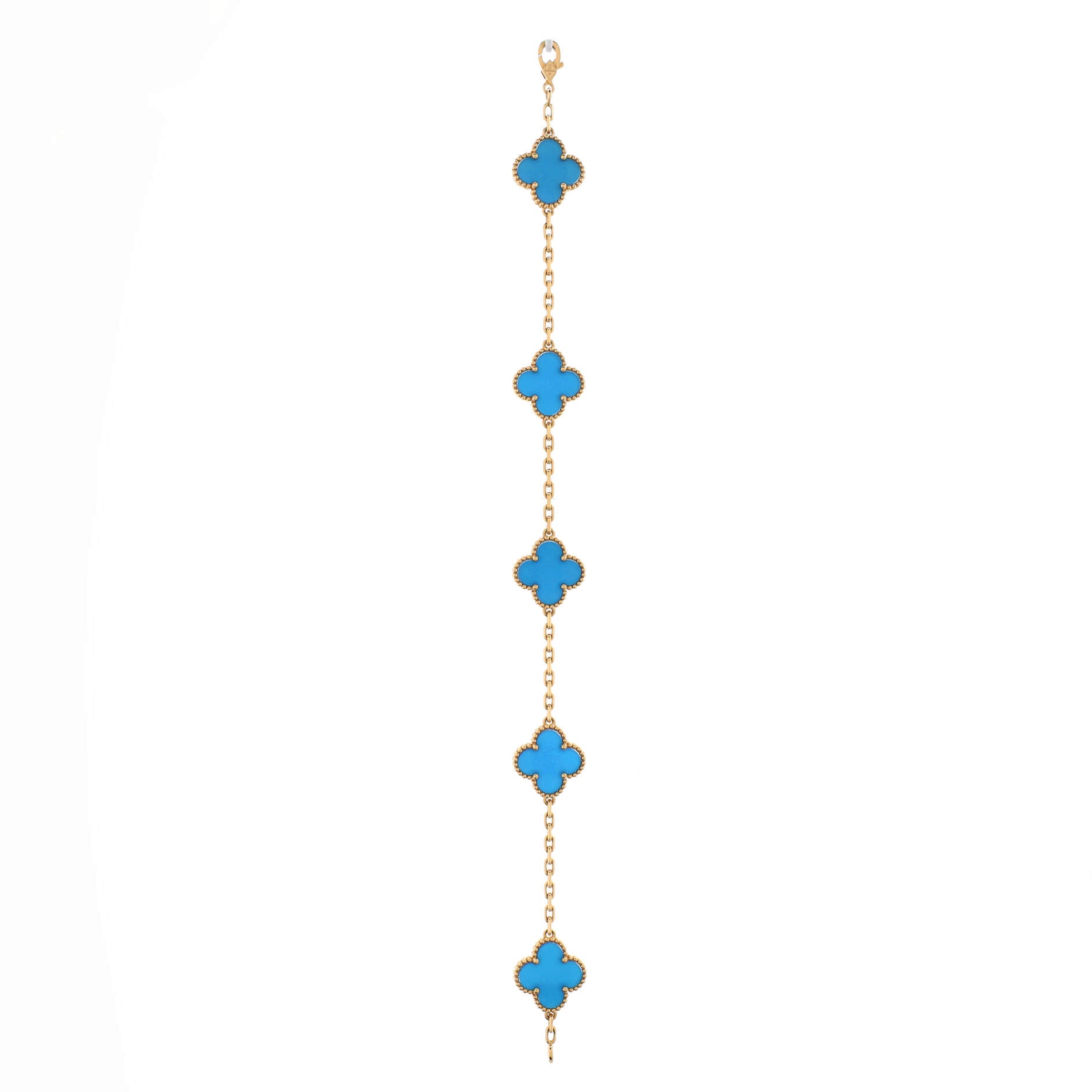 Vintage Alhambra 5 Motifs Bracelet 18K Yellow Gold and Agate