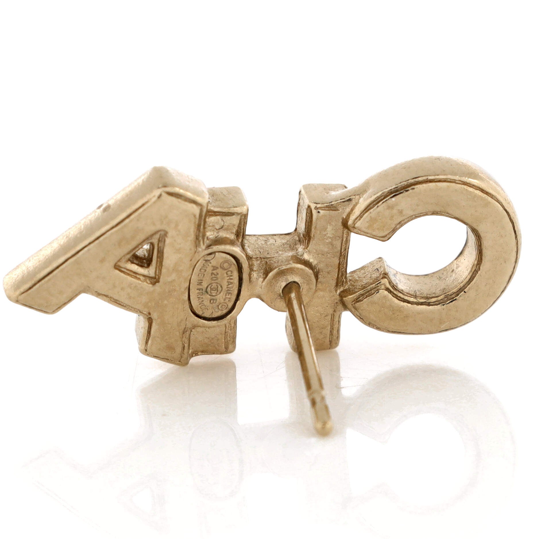 CHA-NEL Stud Earrings Metal with Crystals