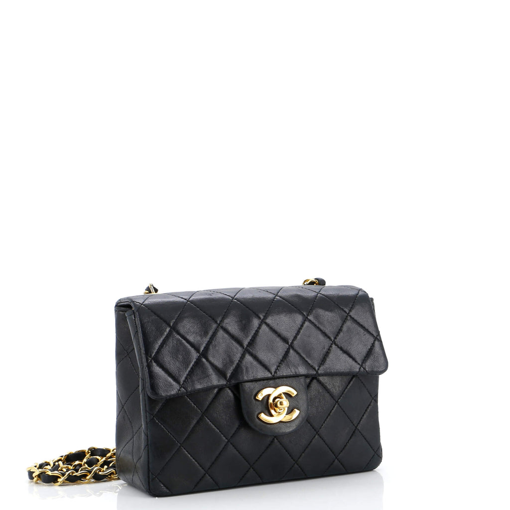 Vintage Square Classic Single Flap Bag Quilted Lambskin Mini