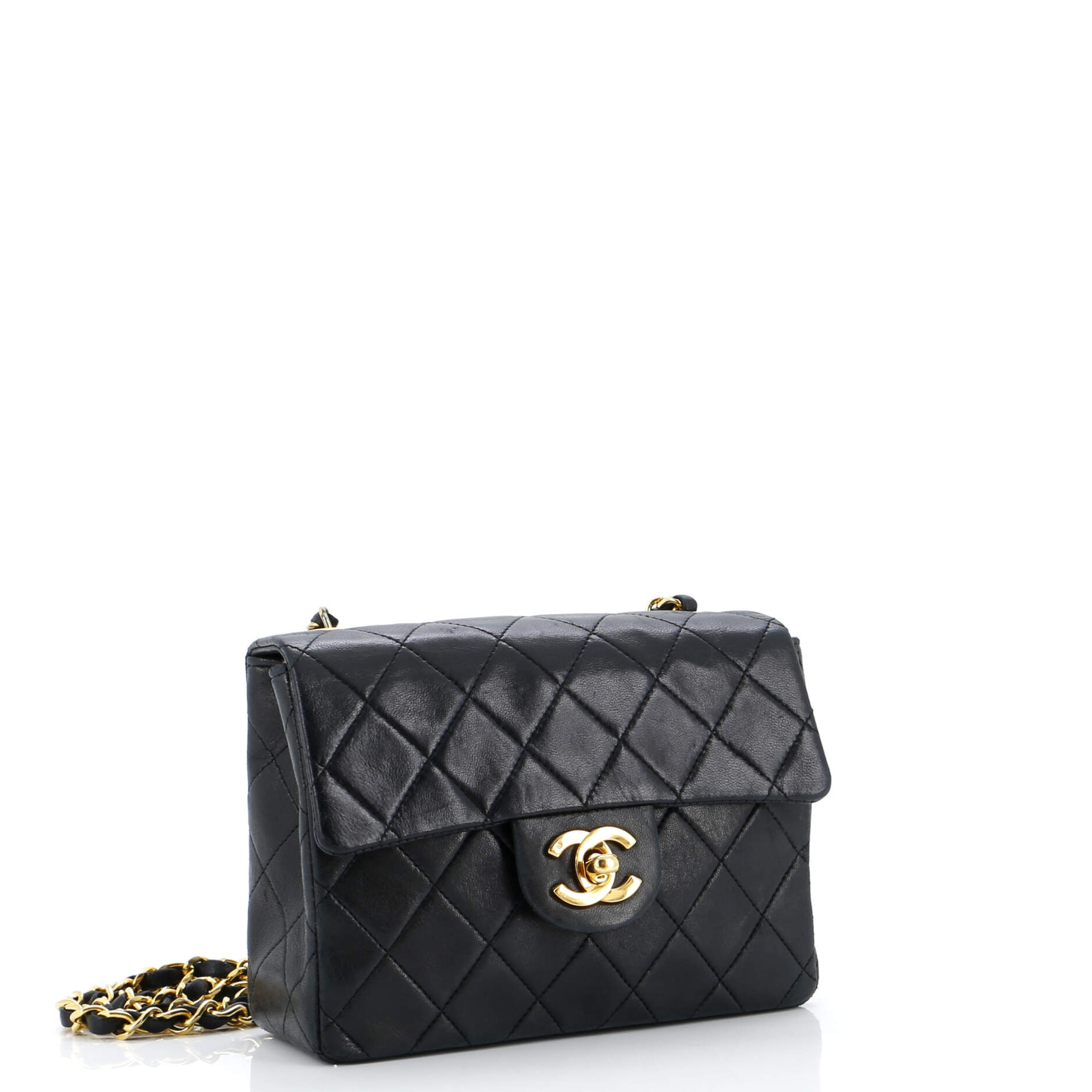 Vintage Square Classic Single Flap Bag Quilted Lambskin Mini