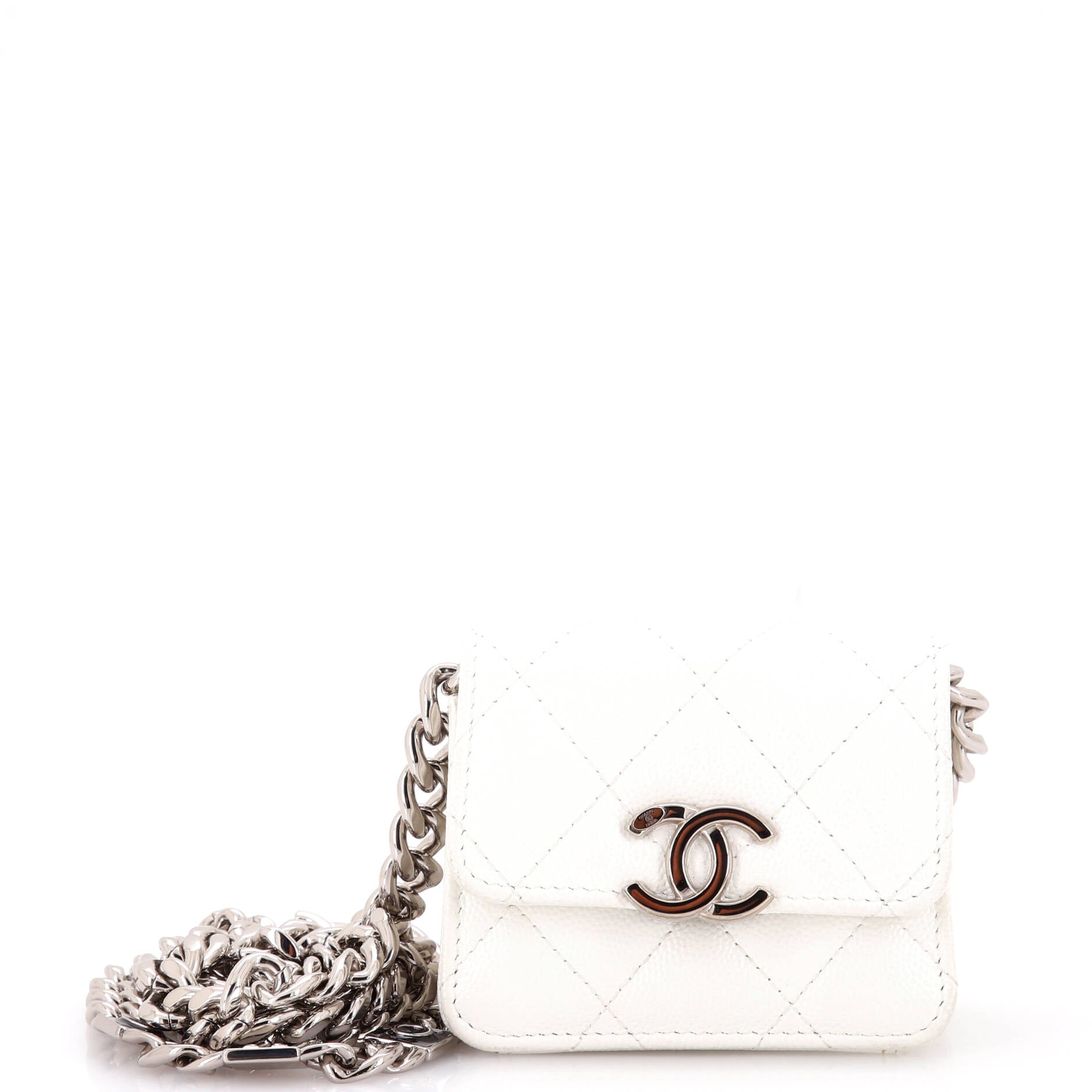 Coco Enamel Strap Flap Clutch with Chain Quilted Caviar Mini